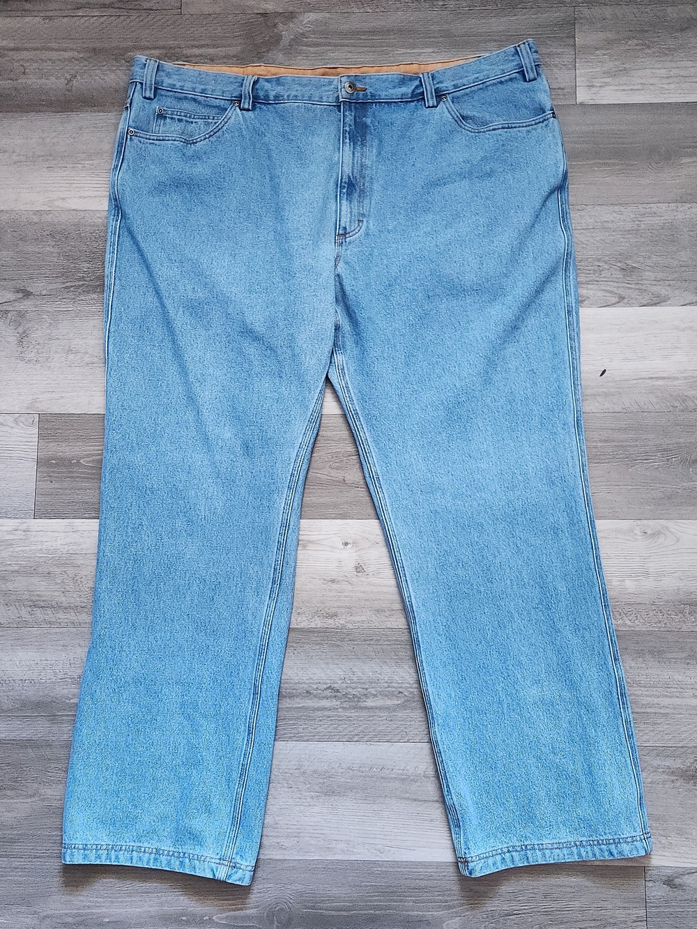 Duluth Trading Co Mens Relaxed Denim Work Jeans Light Blue Wash 48 x 34